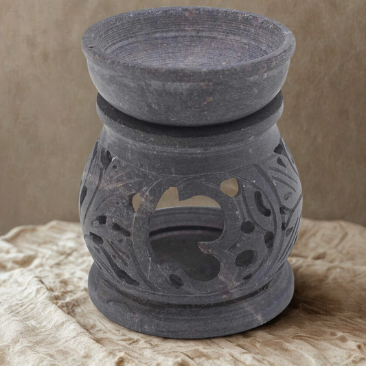 Small Soapstone Oil Burner 8cm - Om