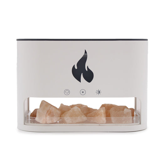White Blaze Aroma Diffuser With Himalayan Salt Chamber & Flame Effect (Salt included)