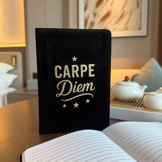 Carpe Diem Black Velvet Notebook - 80 pages.