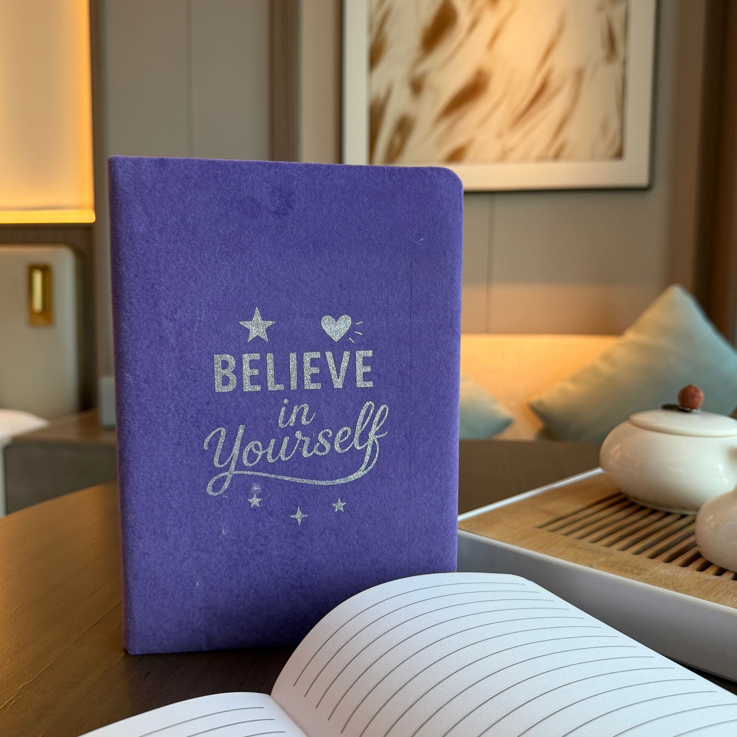 Believe in Yourself Lavender Velvet Notebook - 80 pages.