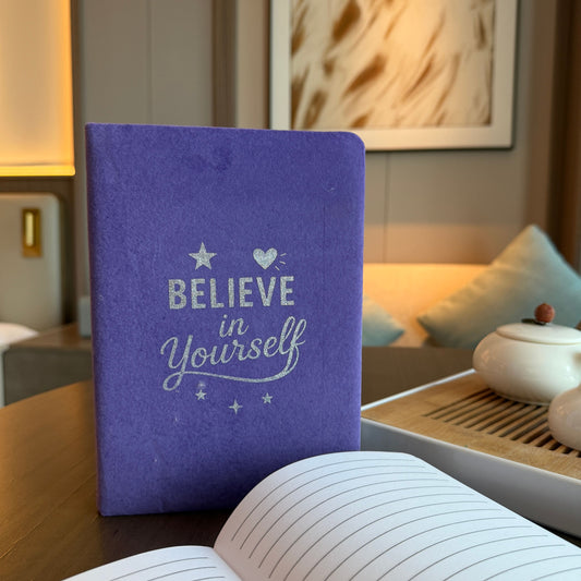Believe in Yourself Lavender Velvet Notebook - 80 pages.