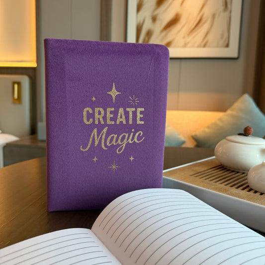 Create Magic Purple Velvet Notebook - 80 pages.