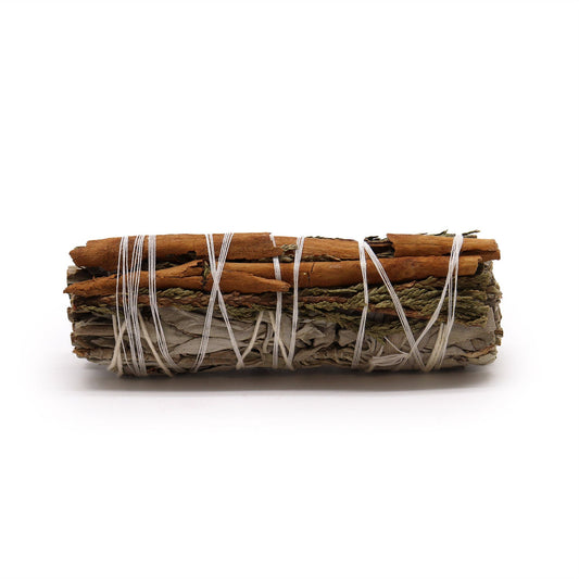 White Sage, Cedar and Cinnamon Smudge Stick 10cm