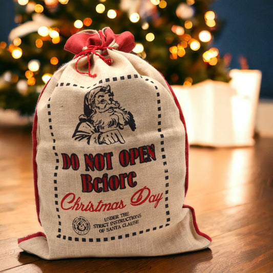 Do Not Open Before Christmas Day Jute Sack