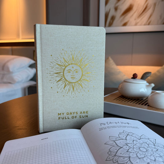 Ivory Gratitude Journal with Gold Lining 120 pages - My Days are Full of Sun