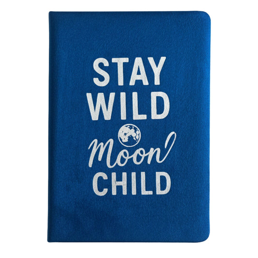 Stay Wild Moon Child Dark Blue Velvet Notebook - 80 pages.