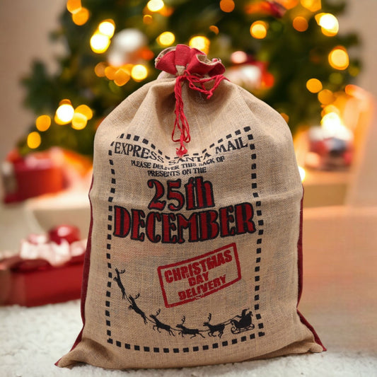 25th December Jute Gift Sacks